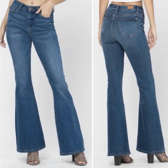 Judy Blue 14W Women's Flare Jeans Stretchy High Rise Lightly Distressed JB88172 - Picture 1 of 10